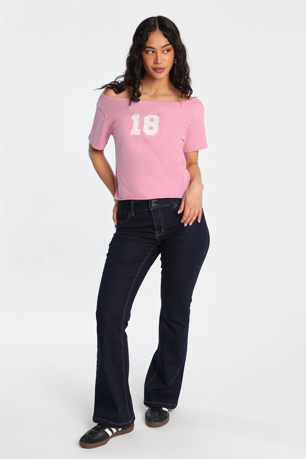 18 Off-Shoulder Short Sleeve Tee 18 Off-Shoulder Short Sleeve Tee