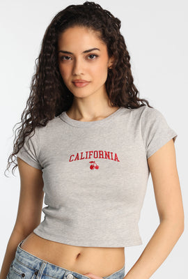 T-shirt ajusté cerises California brodées