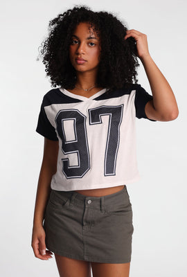 T-shirt à encolure en V épaules dénudées