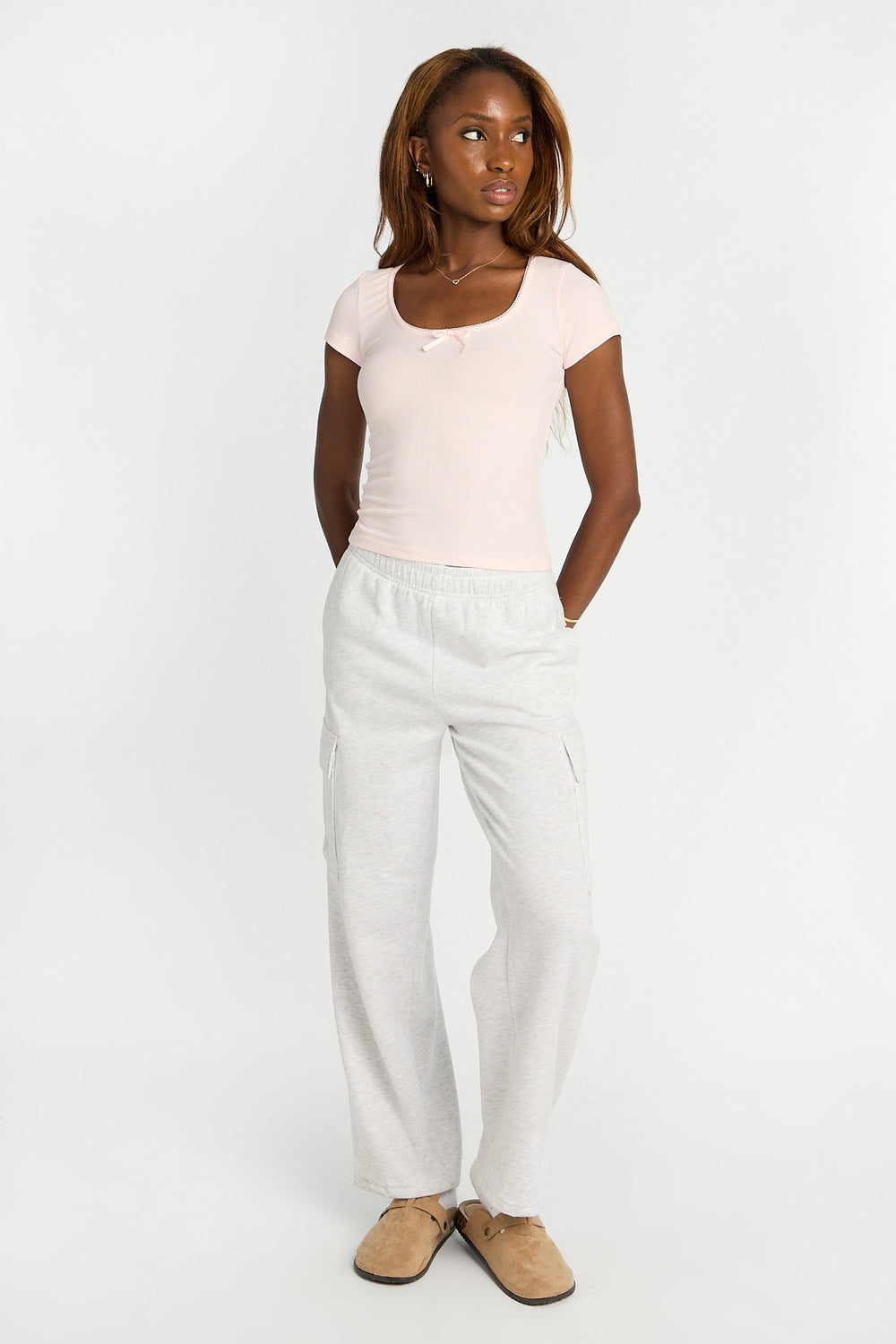 Super Soft Ribbed Knit Short Sleeve Scoop Neck Top Super Soft Ribbed Knit Short Sleeve Scoop Neck Top