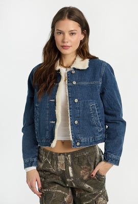 Veste en denim doublée sherpa