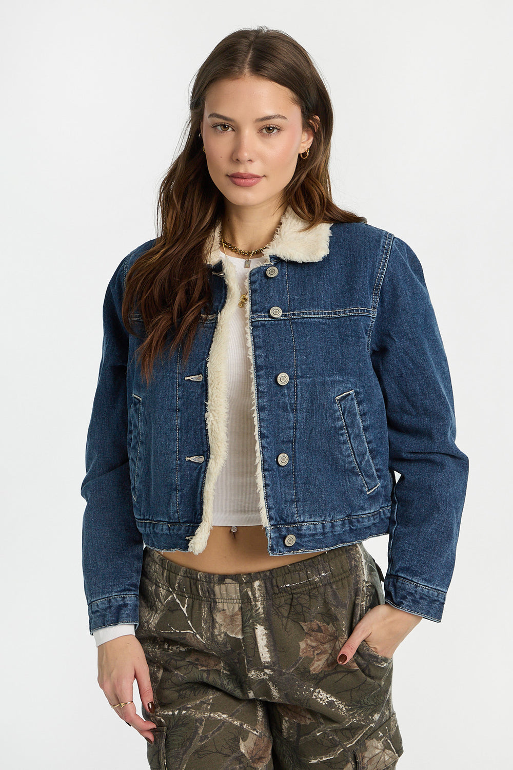 Sherpa-Lined Denim Jacket Sherpa-Lined Denim Jacket