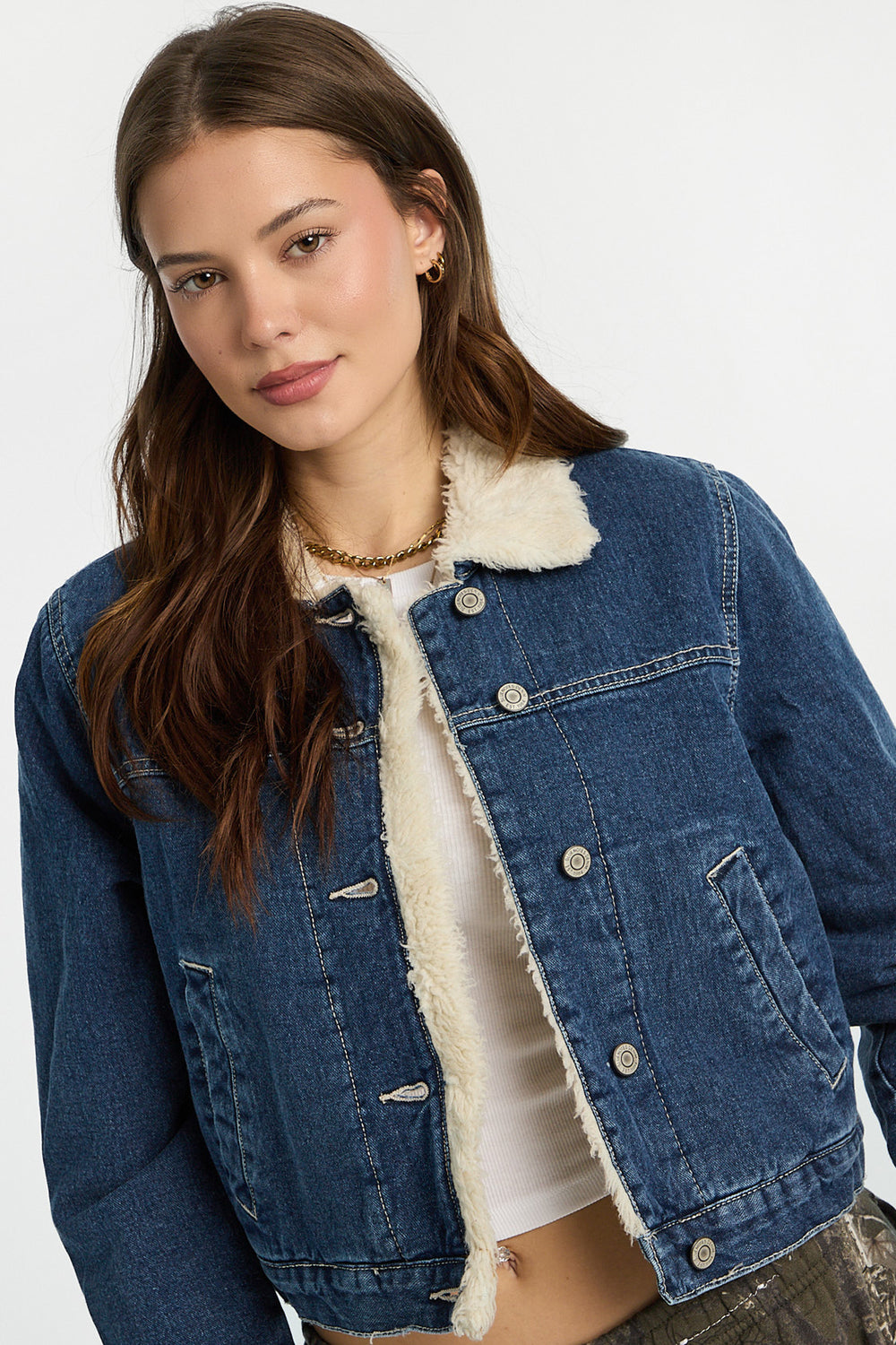 Veste en denim doublée sherpa Veste en denim doublée sherpa