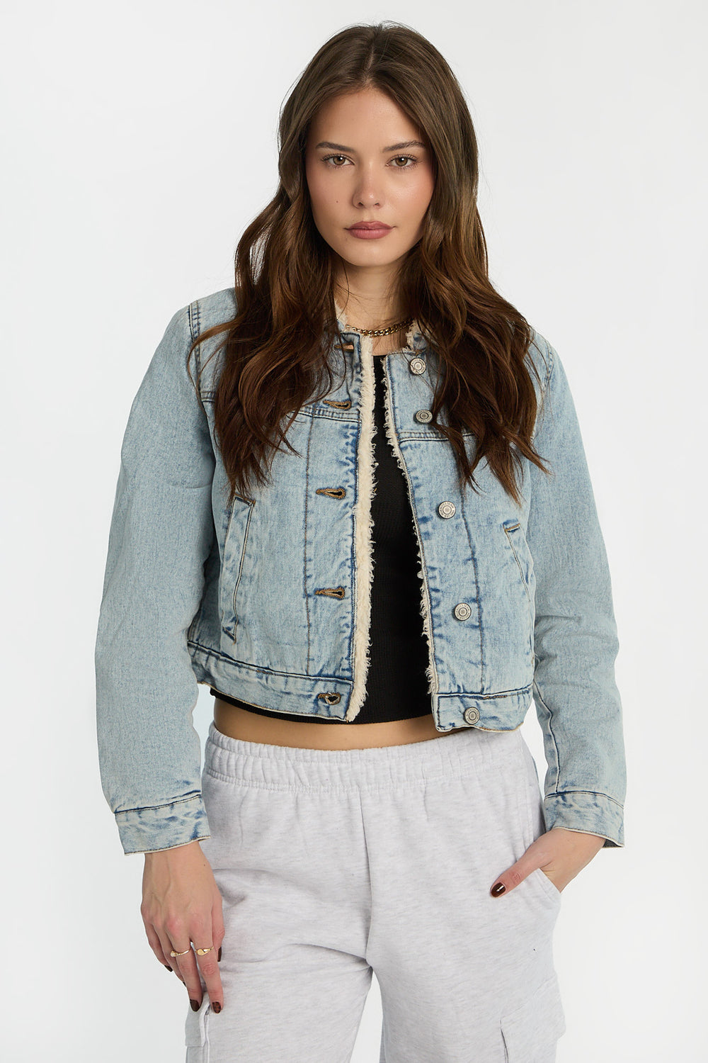 Veste en denim doublée sherpa Veste en denim doublée sherpa