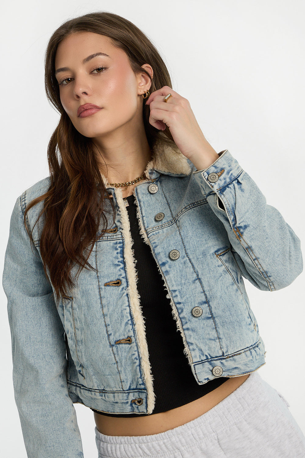Sherpa-Lined Denim Jacket Sherpa-Lined Denim Jacket