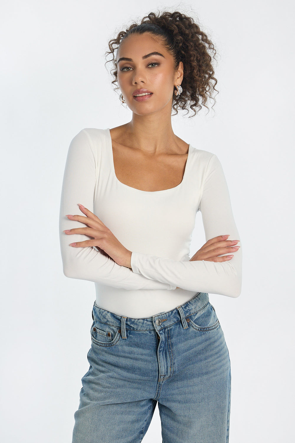 Super Soft Long Sleeve Square Neck Bodysuit Super Soft Long Sleeve Square Neck Bodysuit