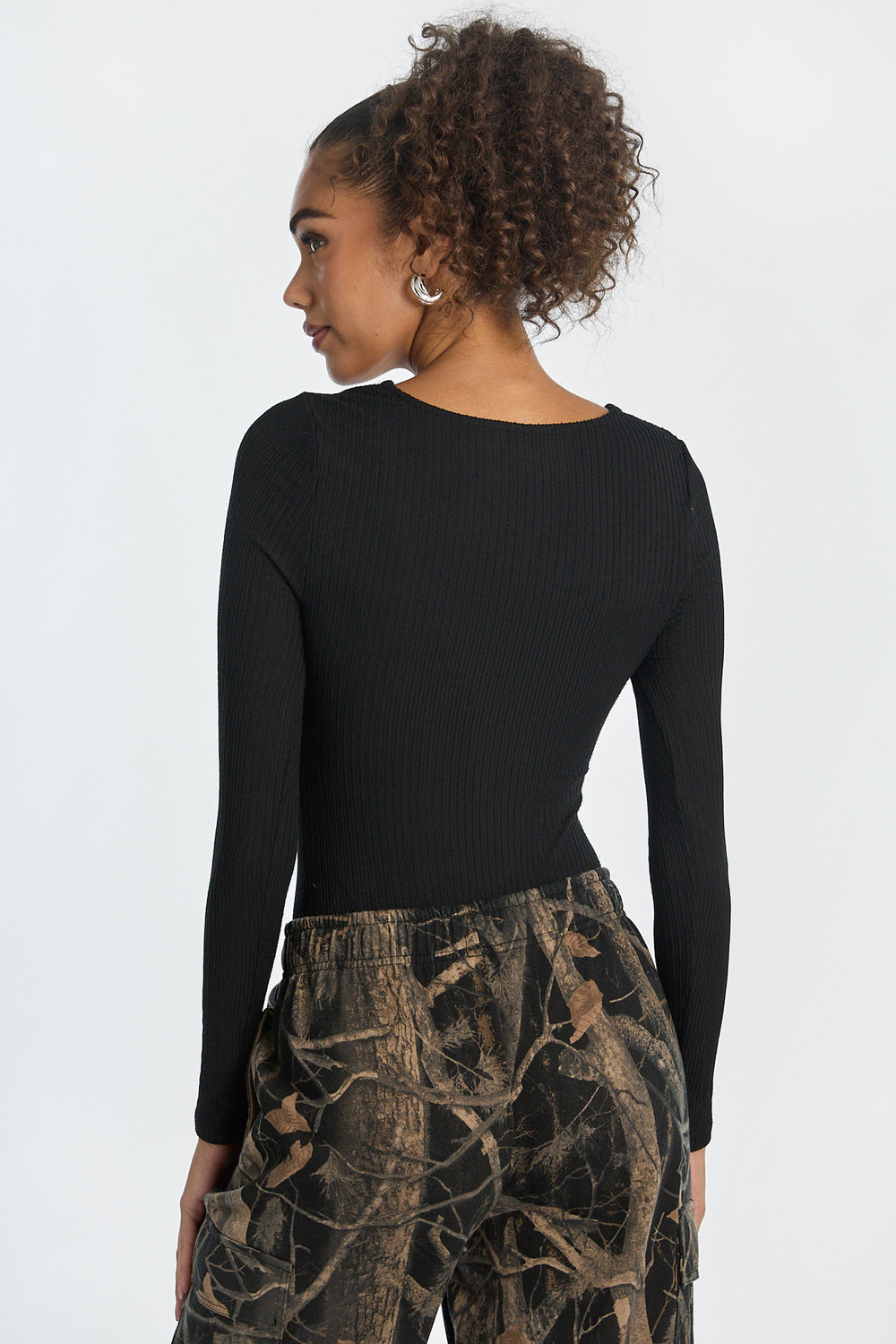 Ribbed Knit Long Sleeve V-Neck Bodysuit Ribbed Knit Long Sleeve V-Neck Bodysuit