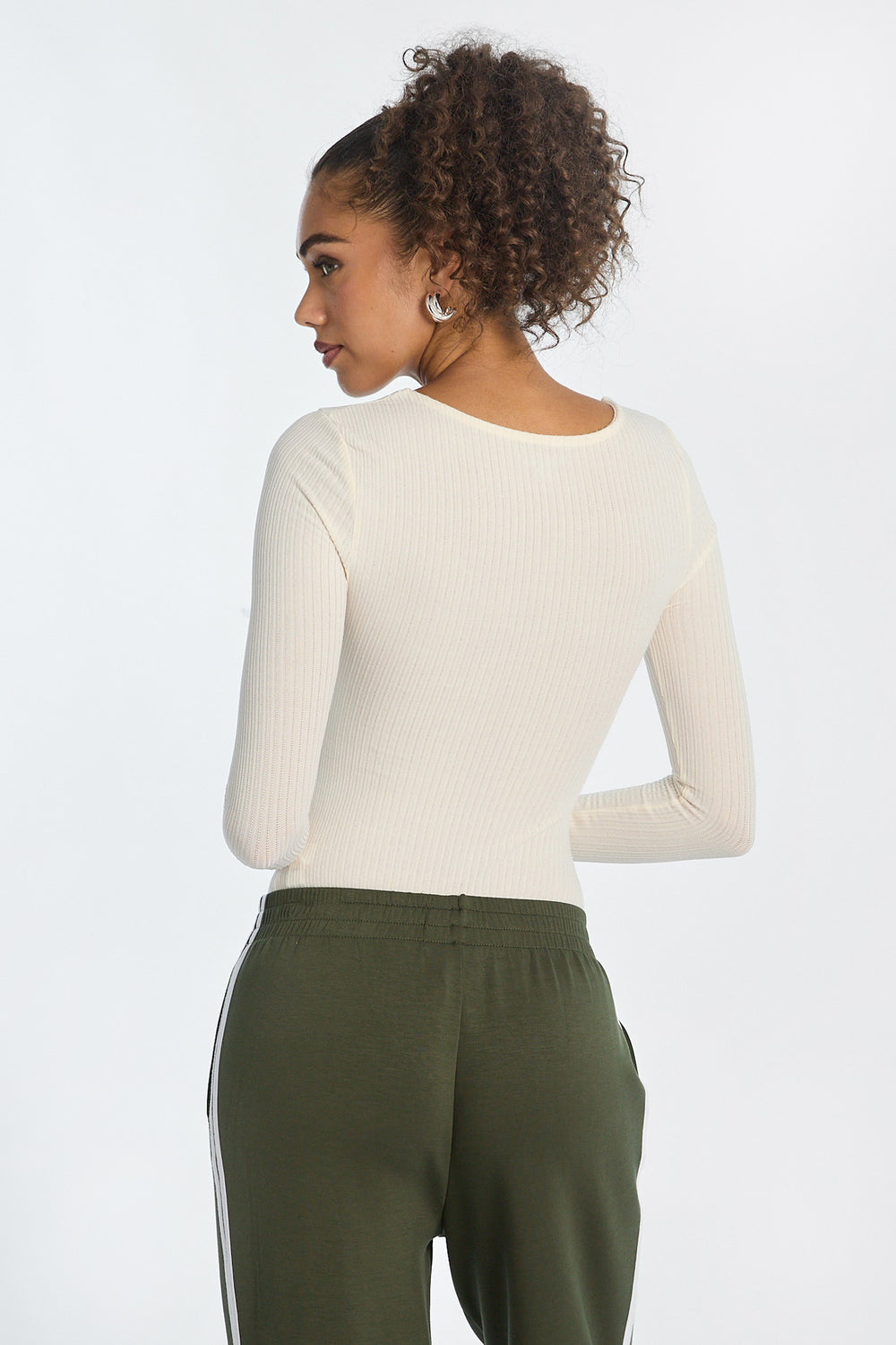 Ribbed Knit Long Sleeve V-Neck Bodysuit Ribbed Knit Long Sleeve V-Neck Bodysuit