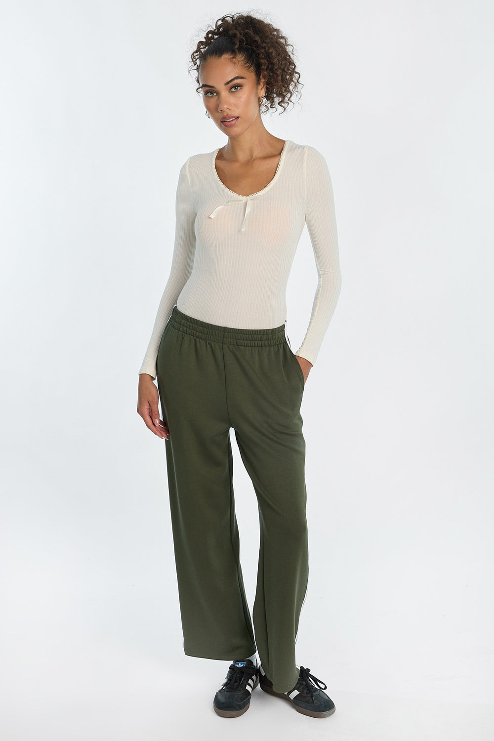 Ribbed Knit Long Sleeve V-Neck Bodysuit Ribbed Knit Long Sleeve V-Neck Bodysuit