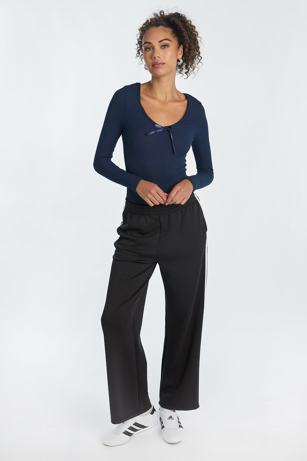 Ribbed Knit Long Sleeve V-Neck Bodysuit Ribbed Knit Long Sleeve V-Neck Bodysuit