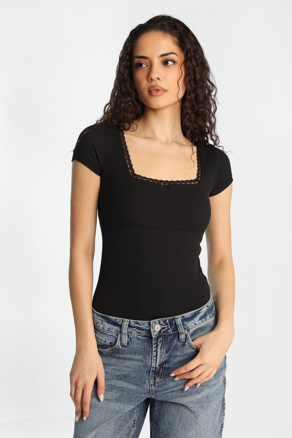 Super Soft Short Sleeve Square Neck Bodysuit Super Soft Short Sleeve Square Neck Bodysuit