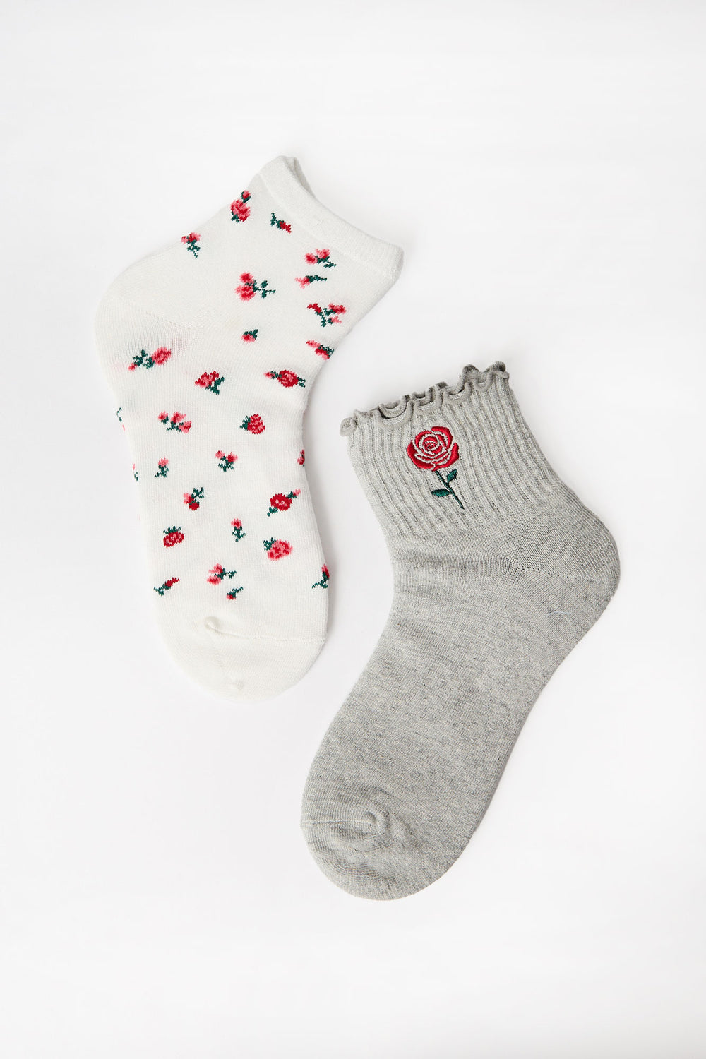 Embroidered Boyfriend Crew Socks 2-Pack Embroidered Boyfriend Crew Socks 2-Pack