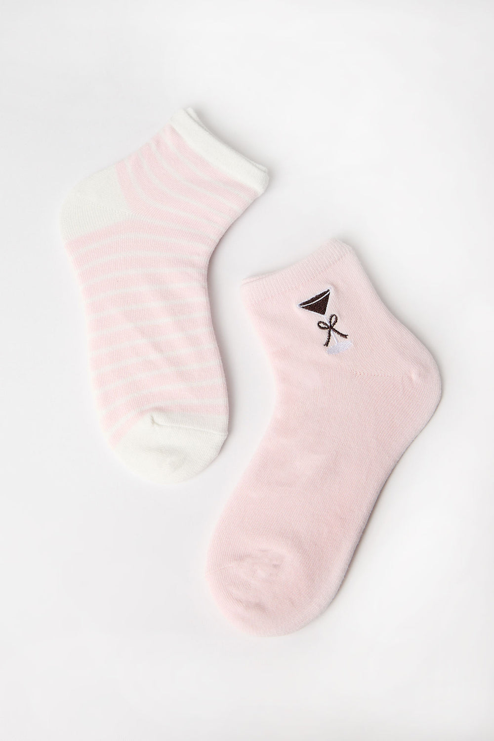 Embroidered Boyfriend Crew Socks 2-Pack Embroidered Boyfriend Crew Socks 2-Pack