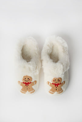 Faux-Shearling Scuff Plush Slippers
