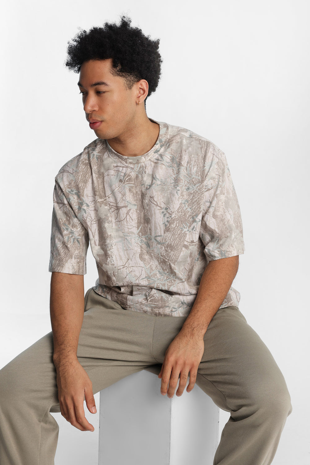 T-shirt surdimensionné imprimé camouflage arbres T-shirt surdimensionné imprimé camouflage arbres