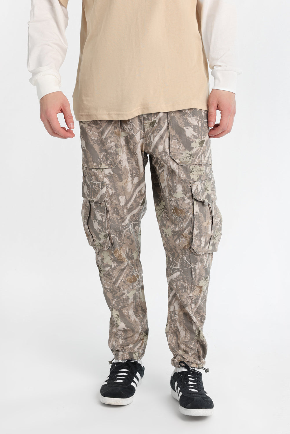 Jogger cargo en sergé coupe décontracté Jogger cargo en sergé coupe décontracté