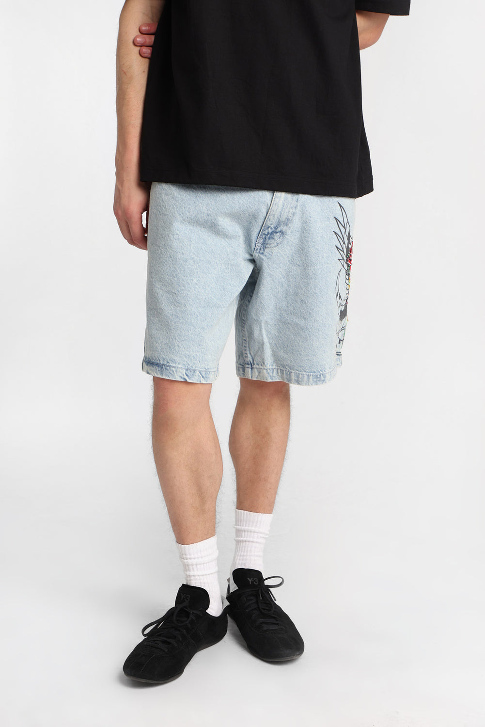 Loose Embroidered Denim Shorts Loose Embroidered Denim Shorts