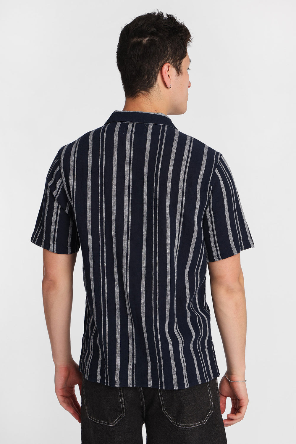 Chemise boutonnée en gaze de coton à rayures Chemise boutonnée en gaze de coton à rayures