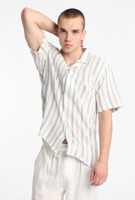 Striped Cotton Gauze Button-Up Shirt