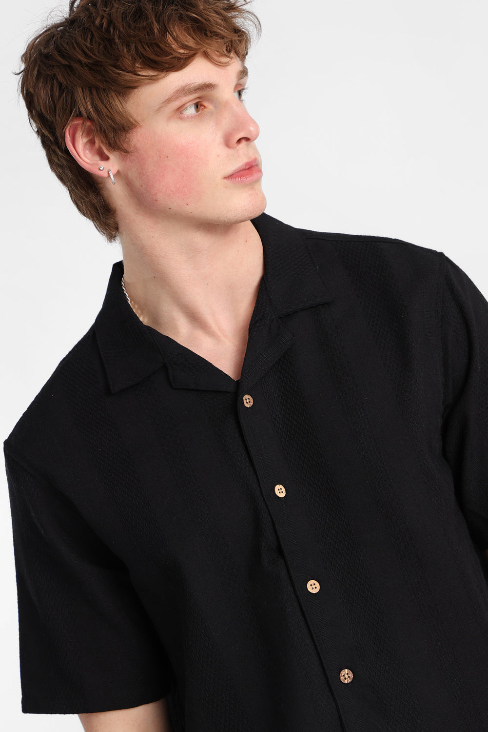 Textured Striped Button-Up Shirt Textured Striped Button-Up Shirt
