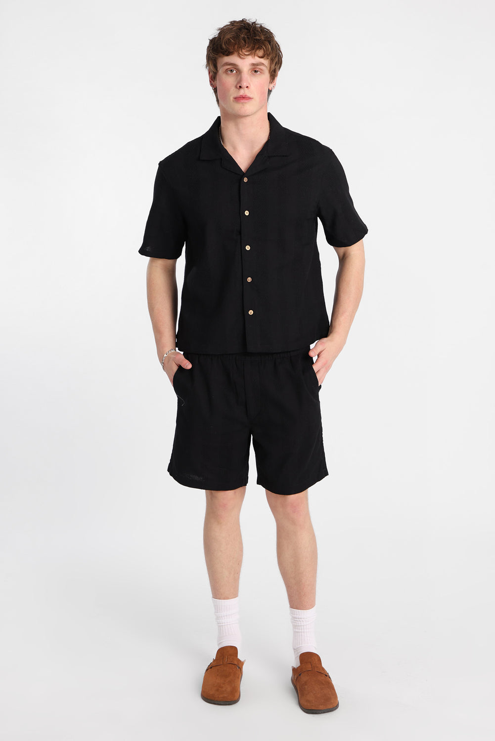 Chemise boutonnée texturée à rayures Chemise boutonnée texturée à rayures