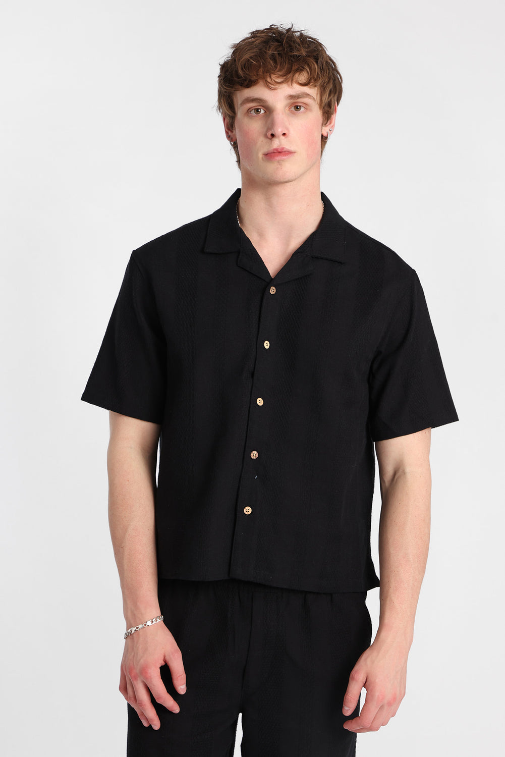 Chemise boutonnée texturée à rayures Chemise boutonnée texturée à rayures