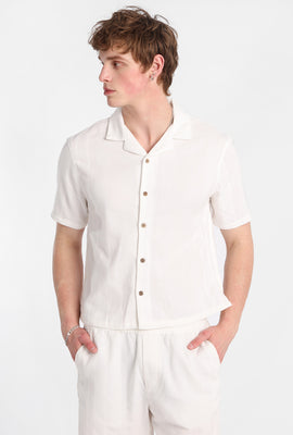 Textured Striped Button-Up Shirt