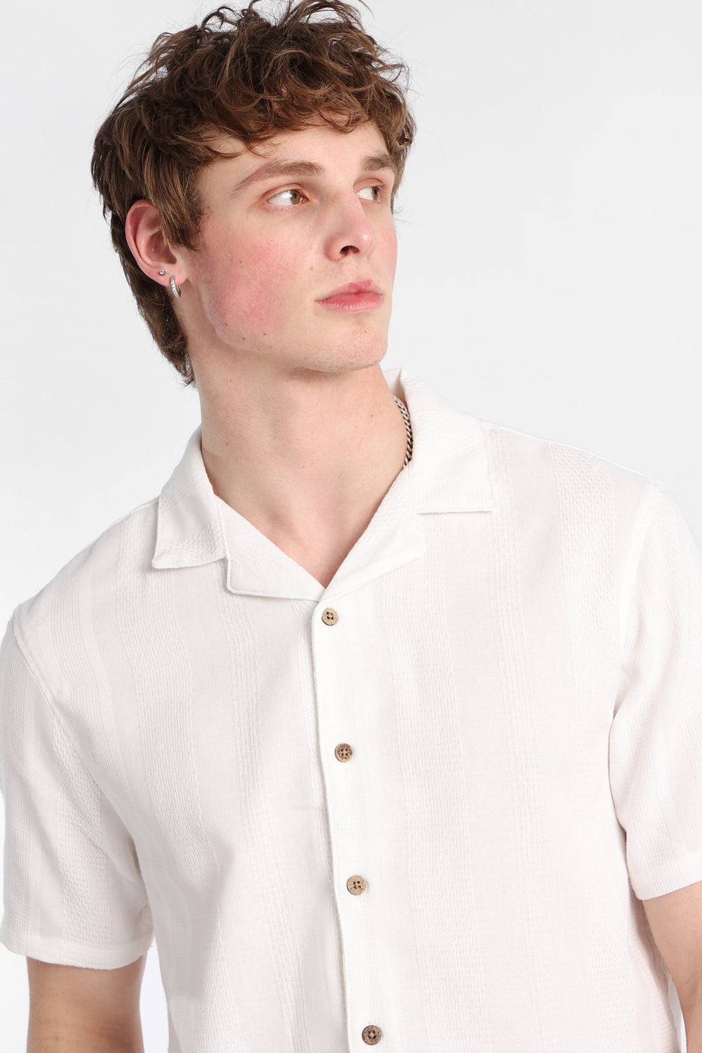 Chemise boutonnée texturée à rayures Chemise boutonnée texturée à rayures