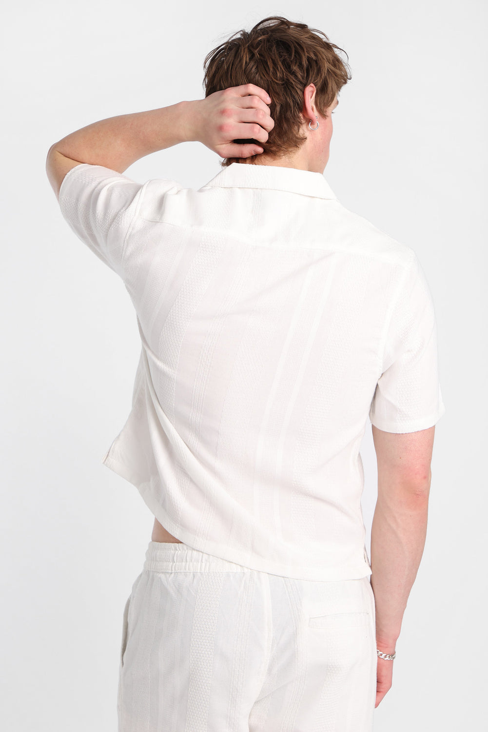 Chemise boutonnée texturée à rayures Chemise boutonnée texturée à rayures