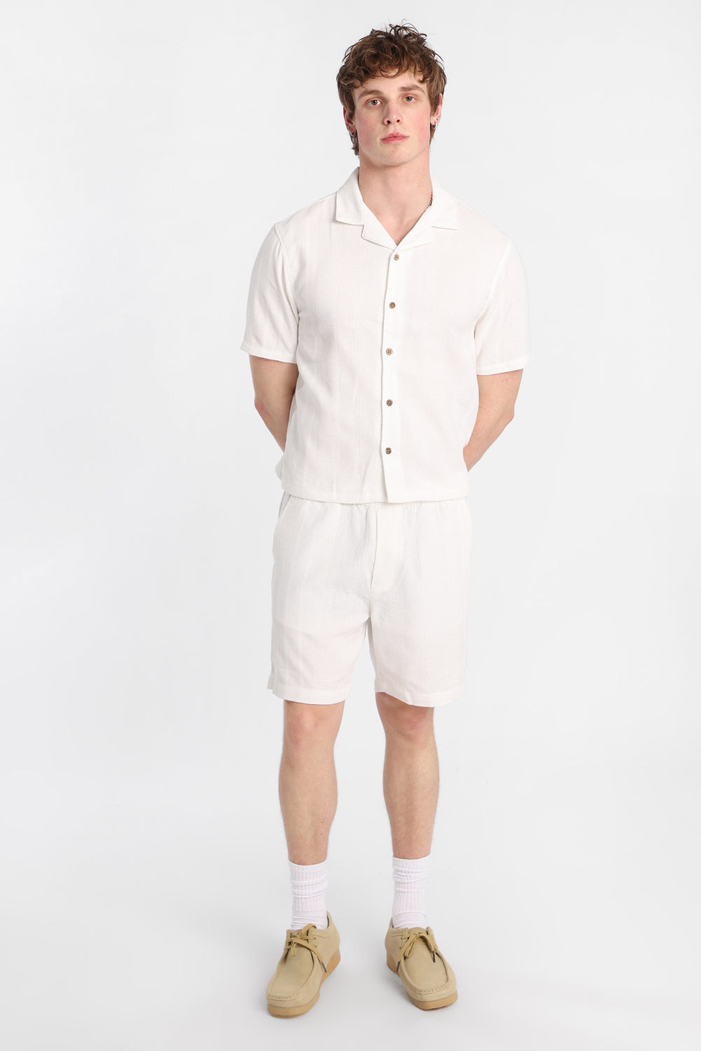 Chemise boutonnée texturée à rayures Chemise boutonnée texturée à rayures