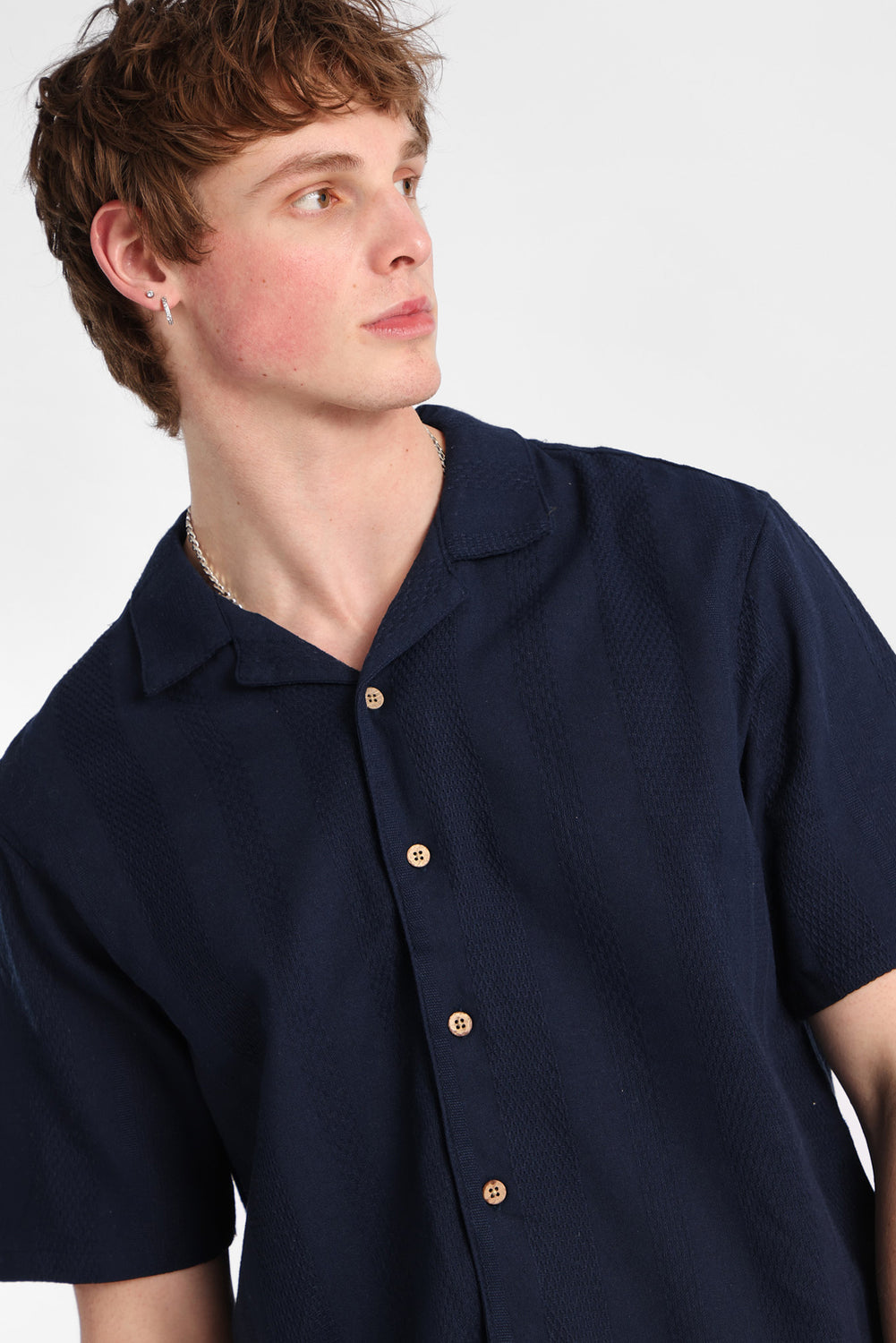 Chemise boutonnée texturée à rayures Chemise boutonnée texturée à rayures