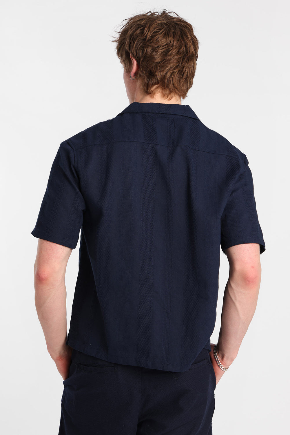 Chemise boutonnée texturée à rayures Chemise boutonnée texturée à rayures