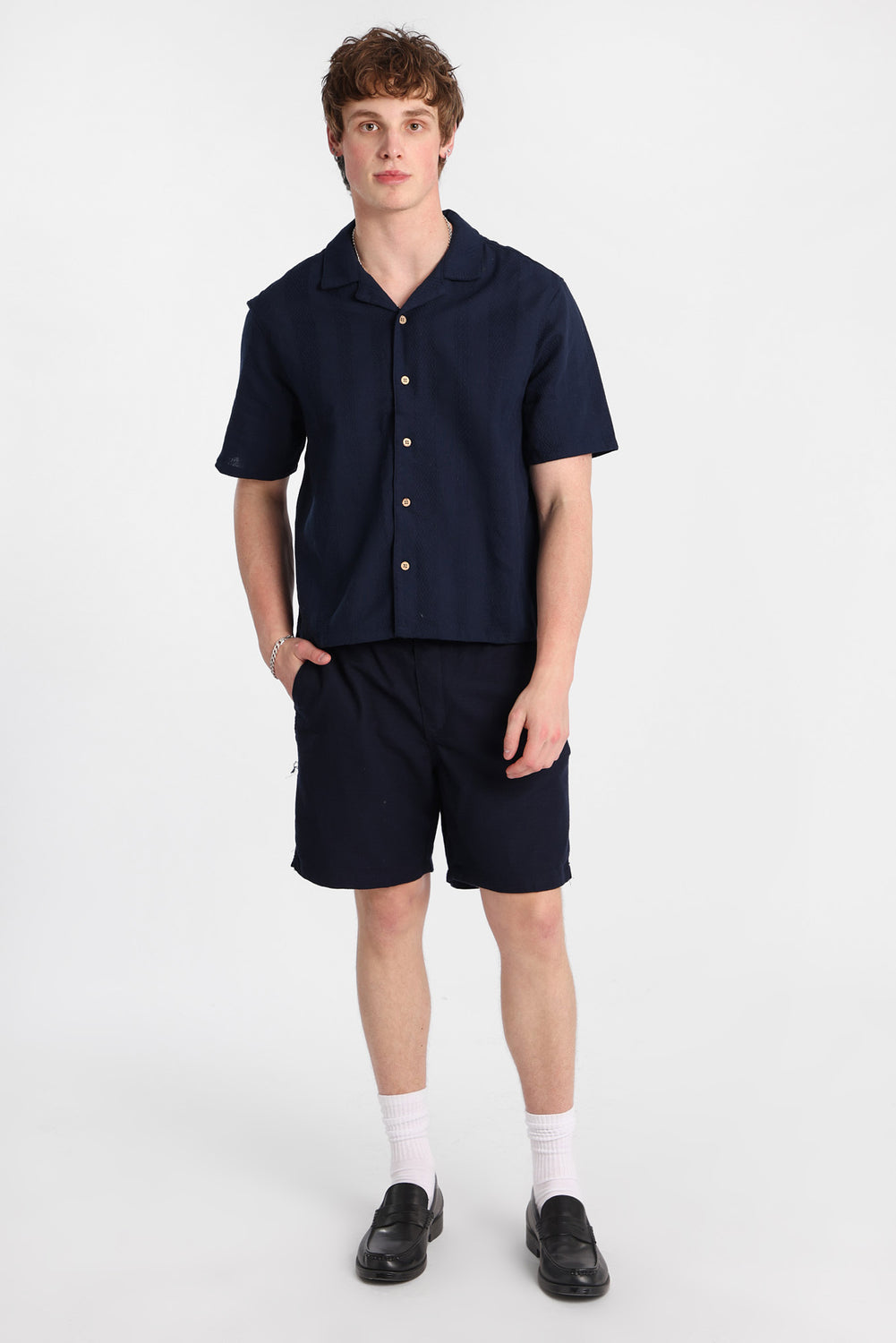 Chemise boutonnée texturée à rayures Chemise boutonnée texturée à rayures