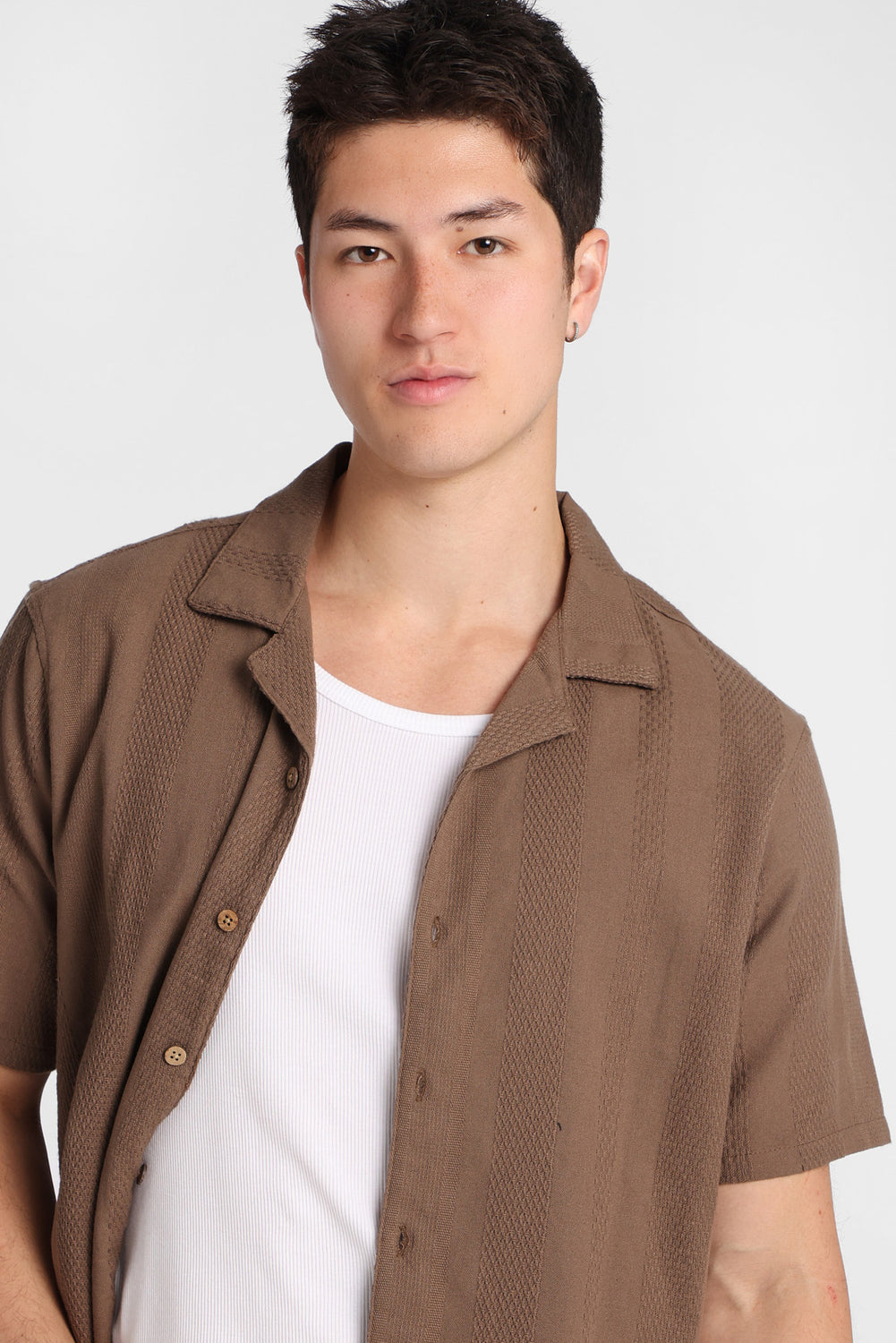 Chemise boutonnée texturée à rayures Chemise boutonnée texturée à rayures