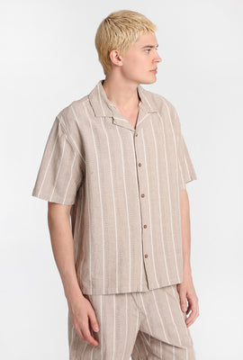 Chemise boutonnée à rayures texturées