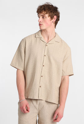 Textured Geometric Button-Up Shirt