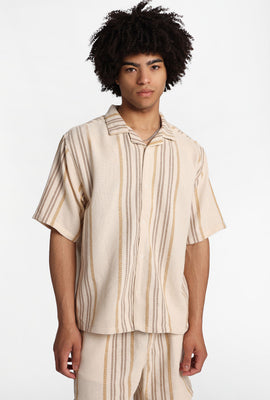 Chemise texturéee à manches courtes à rayures multicolores