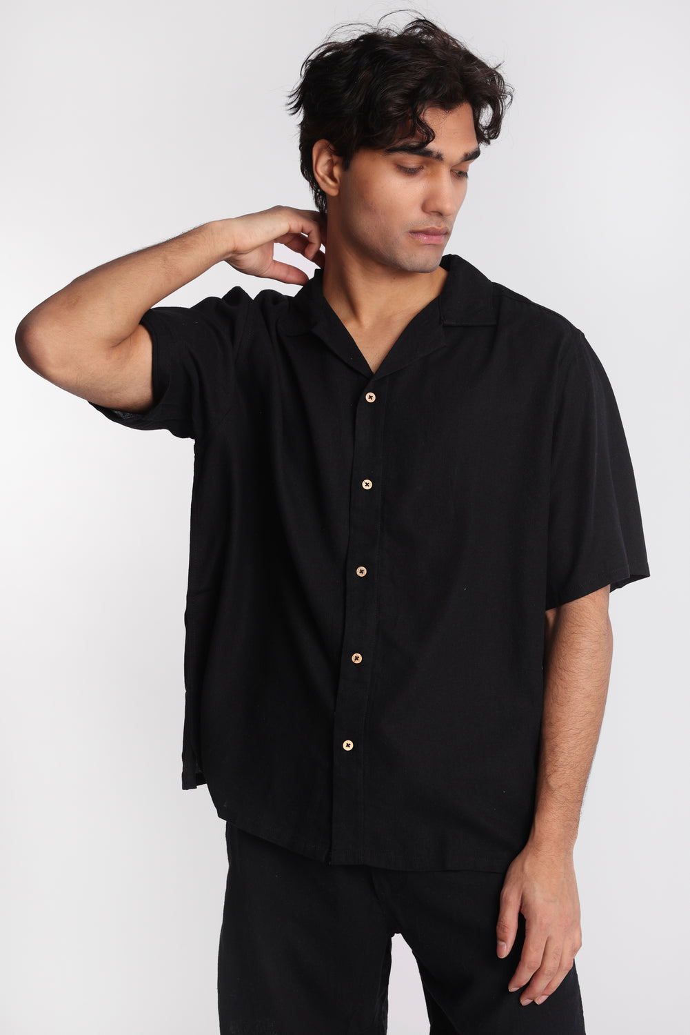 Chemise boutonnée en mélange de lin Chemise boutonnée en mélange de lin
