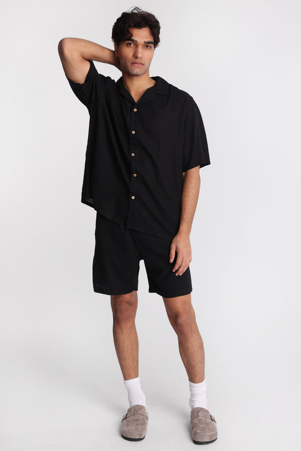 Chemise boutonnée en mélange de lin Chemise boutonnée en mélange de lin