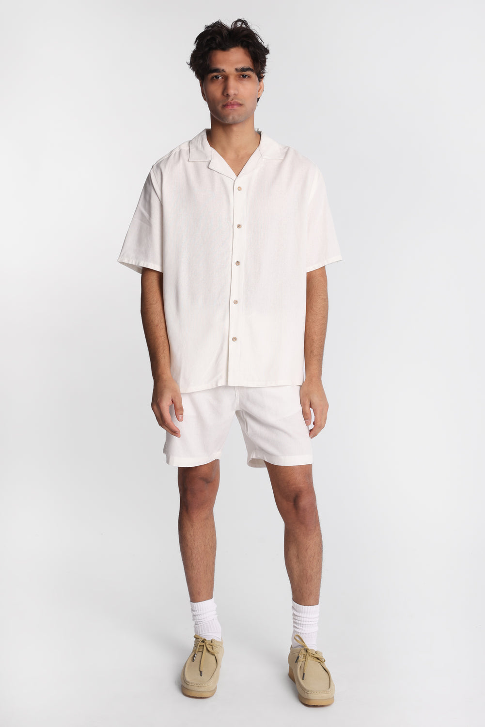 Chemise boutonnée en mélange de lin Chemise boutonnée en mélange de lin