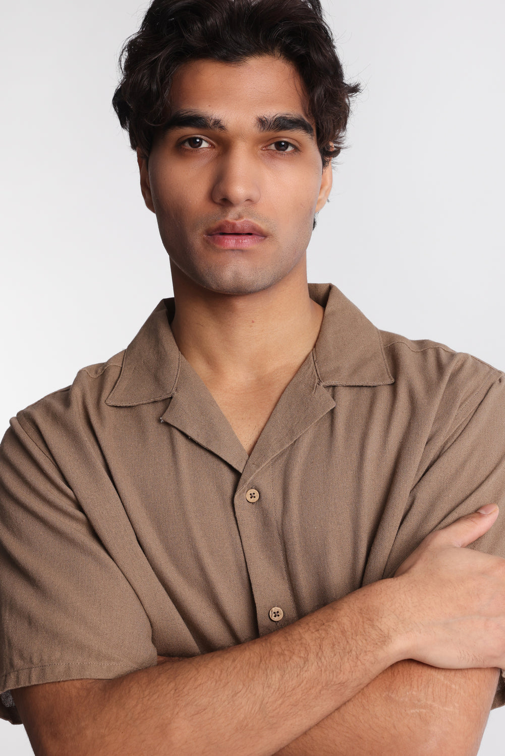 Chemise boutonnée en mélange de lin Chemise boutonnée en mélange de lin