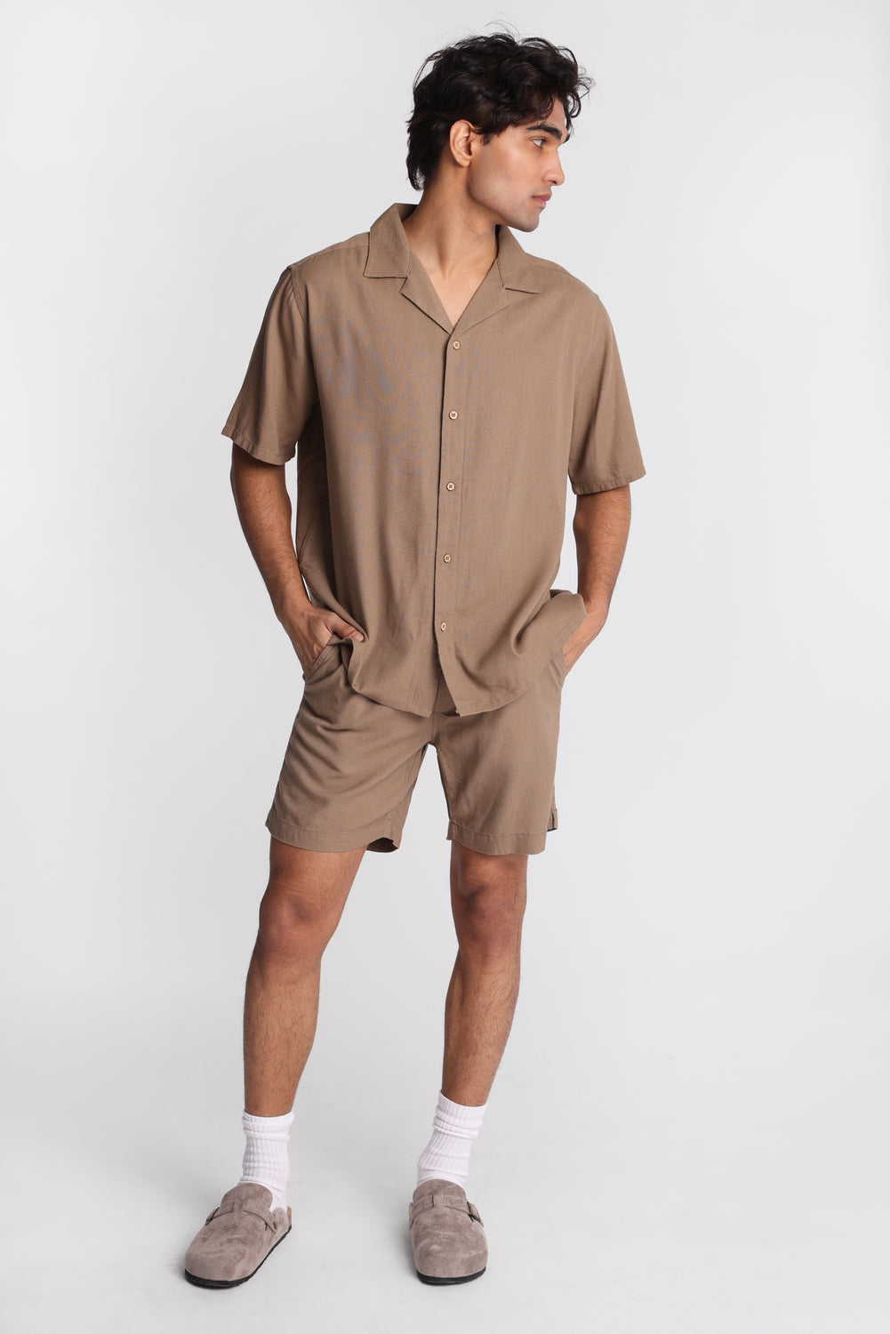 Chemise boutonnée en mélange de lin Chemise boutonnée en mélange de lin