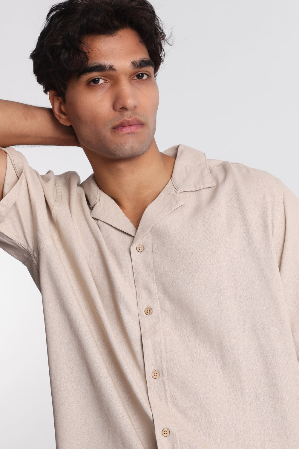 Chemise boutonnée en mélange de lin Chemise boutonnée en mélange de lin