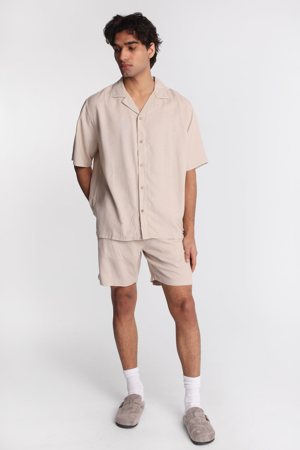 Chemise boutonnée en mélange de lin Chemise boutonnée en mélange de lin