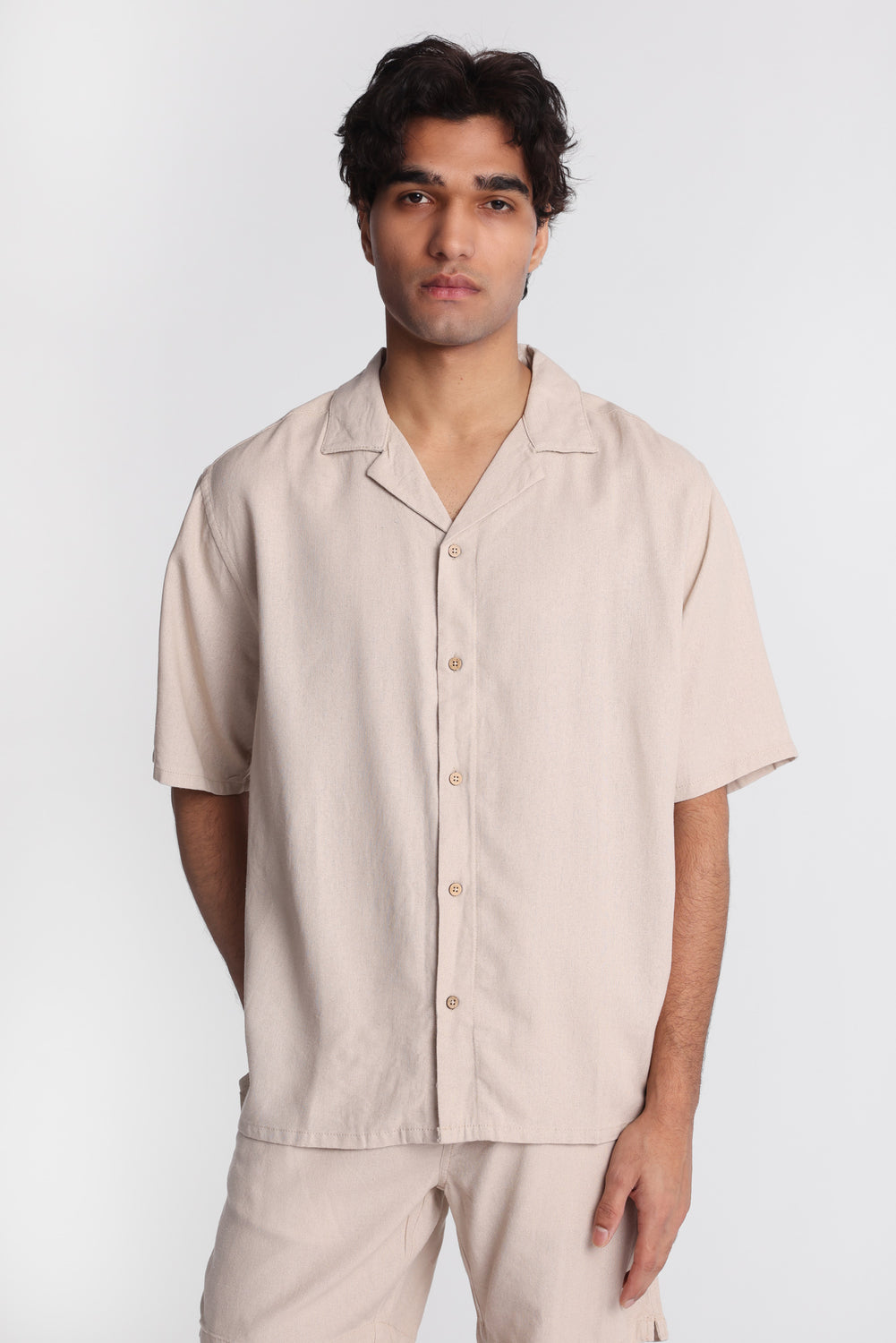 Chemise boutonnée en mélange de lin Chemise boutonnée en mélange de lin