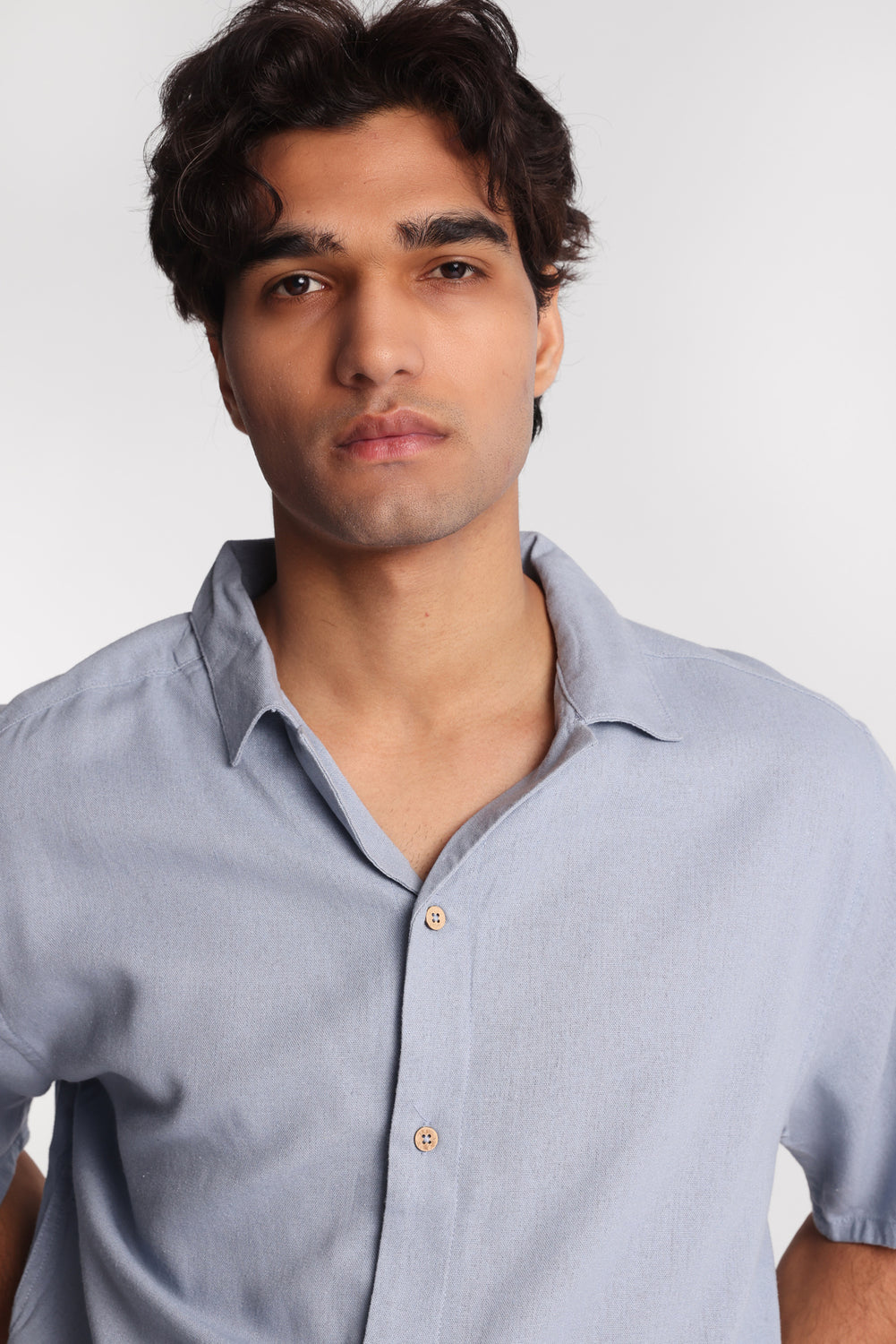 Linen-Blend Button-Up Shirt Linen-Blend Button-Up Shirt