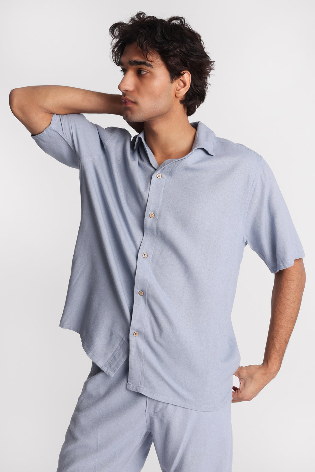 Chemise boutonnée en mélange de lin Chemise boutonnée en mélange de lin