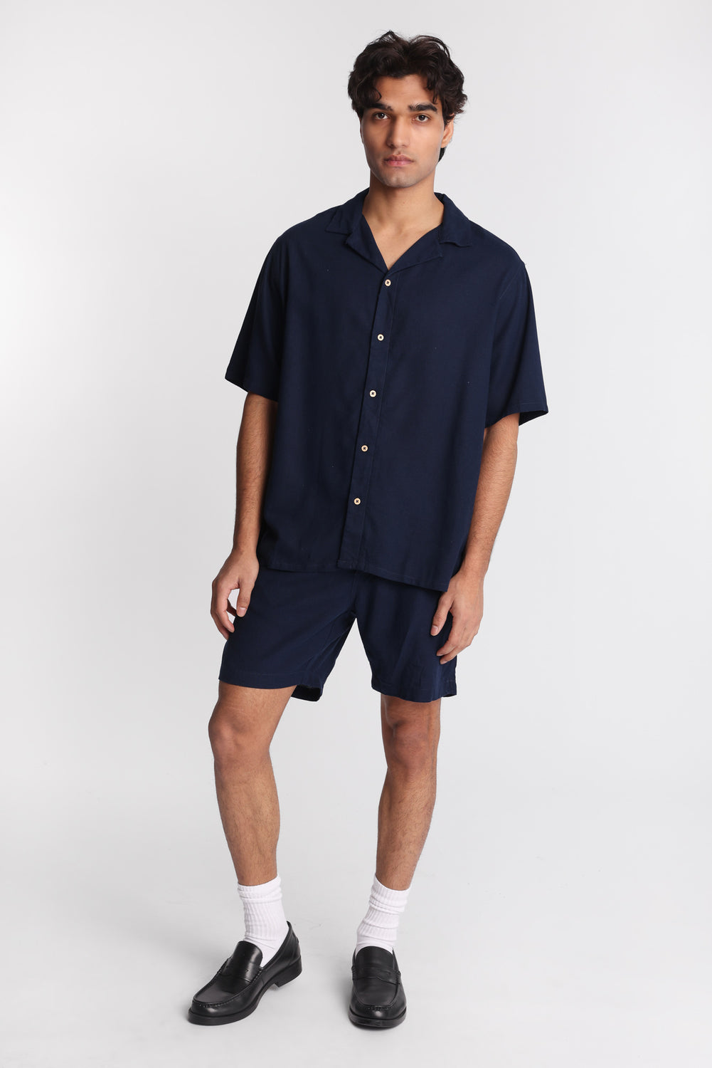 Chemise boutonnée en mélange de lin Chemise boutonnée en mélange de lin