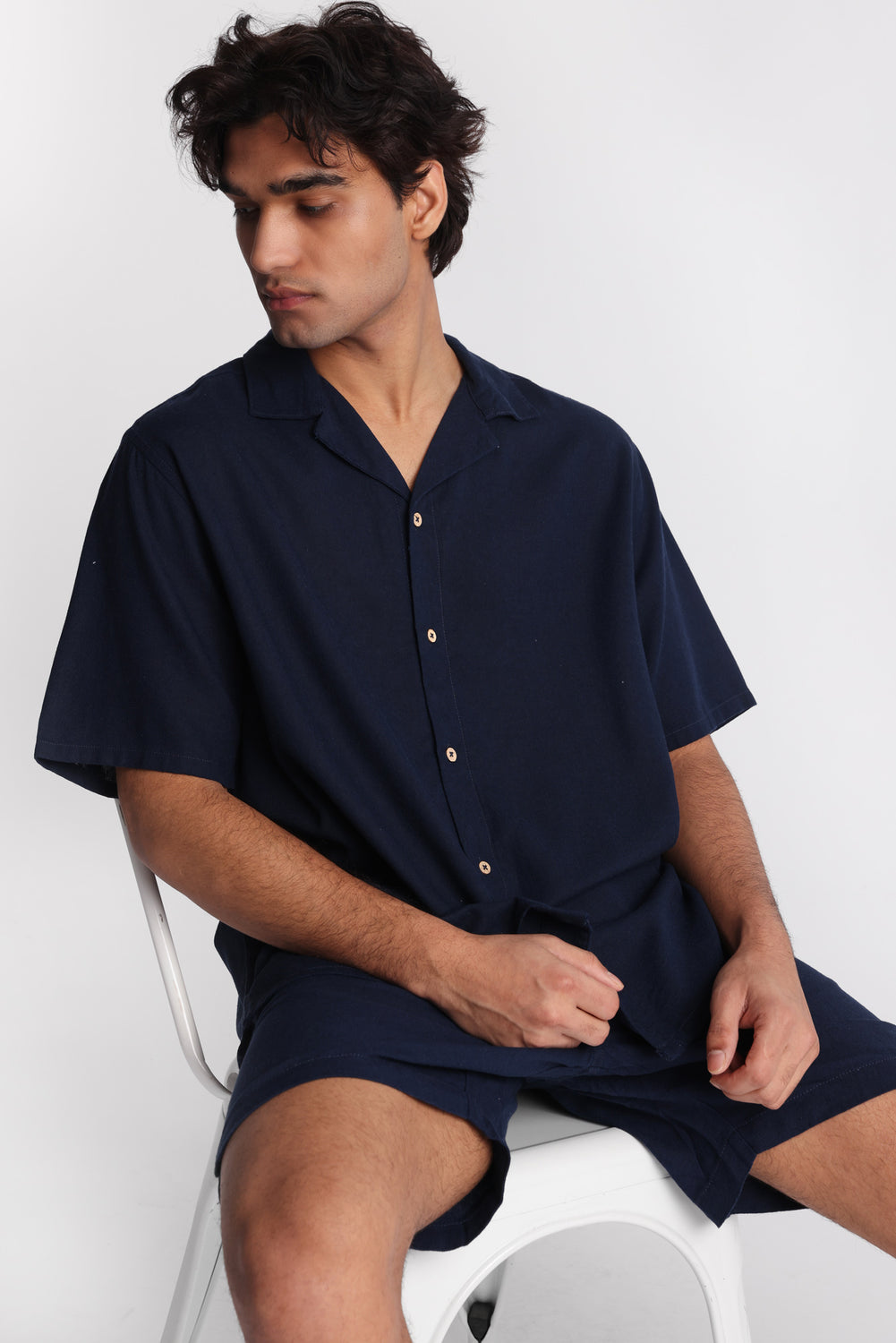 Chemise boutonnée en mélange de lin Chemise boutonnée en mélange de lin