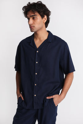 Chemise boutonnée en mélange de lin